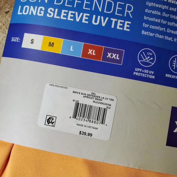 NWT Reel Life Men's Size XXL Sun Defender Long Sleeve UV Tee Apricot Wash - Picture 11 of 14